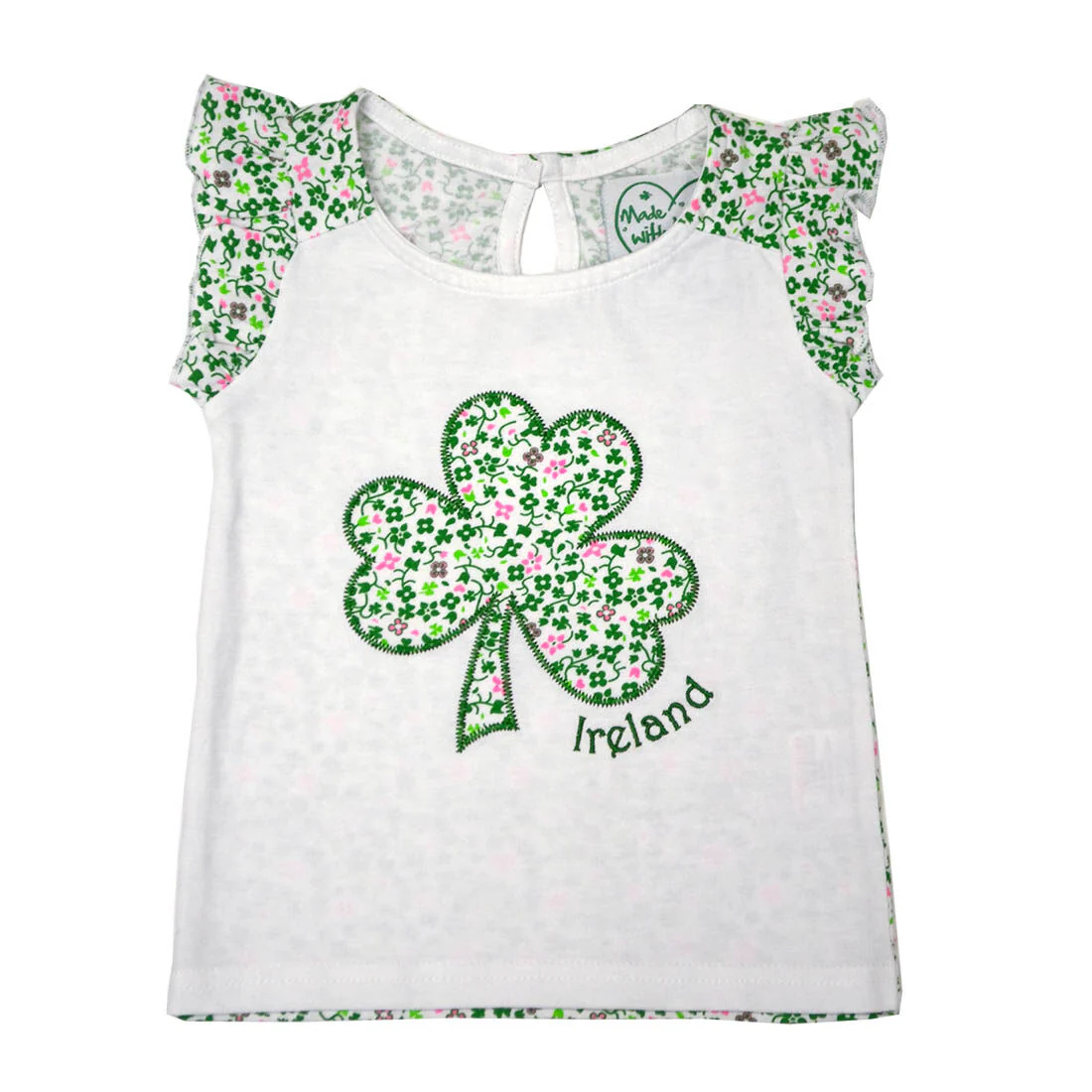Kids Shamrock Flower T-Shirt White