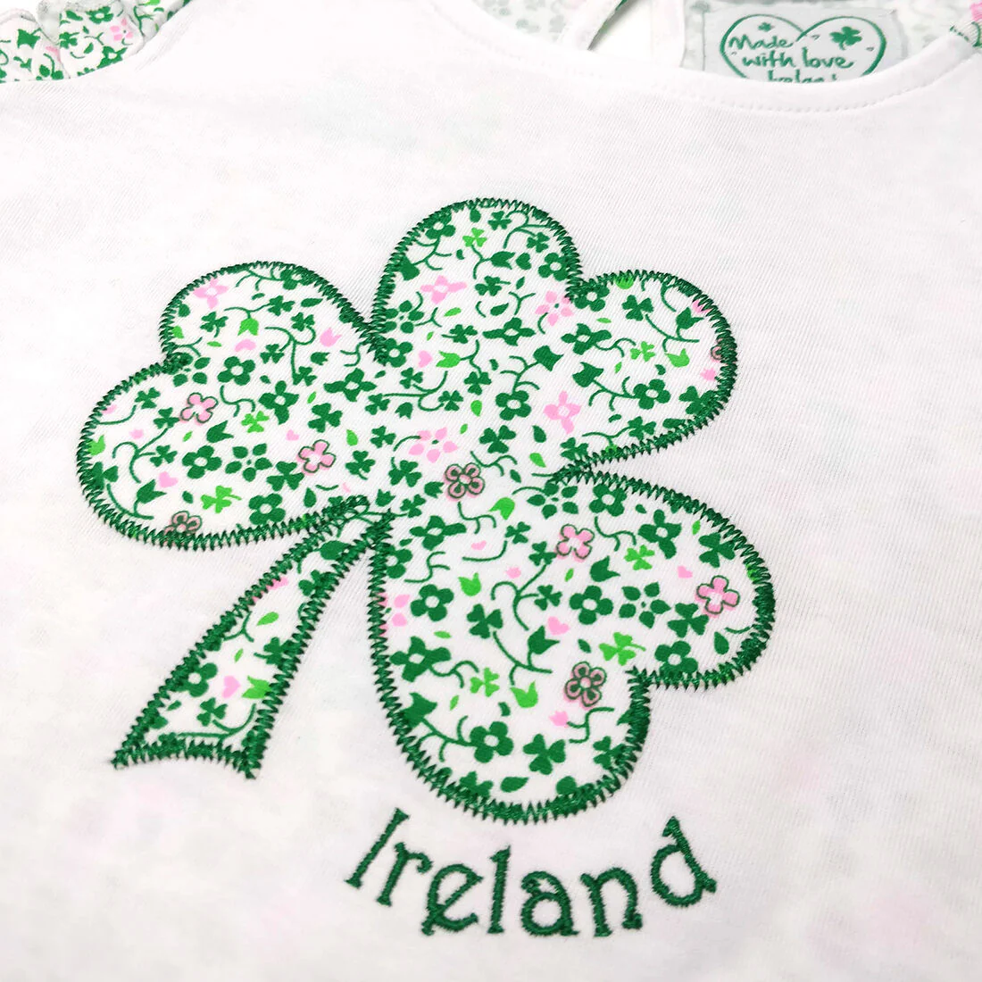 Kids Shamrock Flower T-Shirt White - Image 3