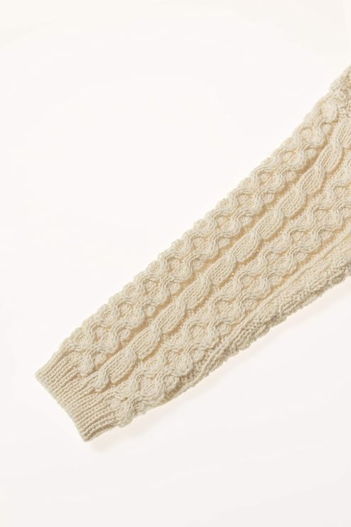 Kid's Traditional Aran Crew Neck Natural Jumper - Image 5