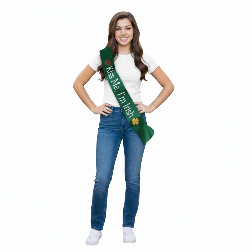 Kiss Me I’m Irish Green Sash - Image 2