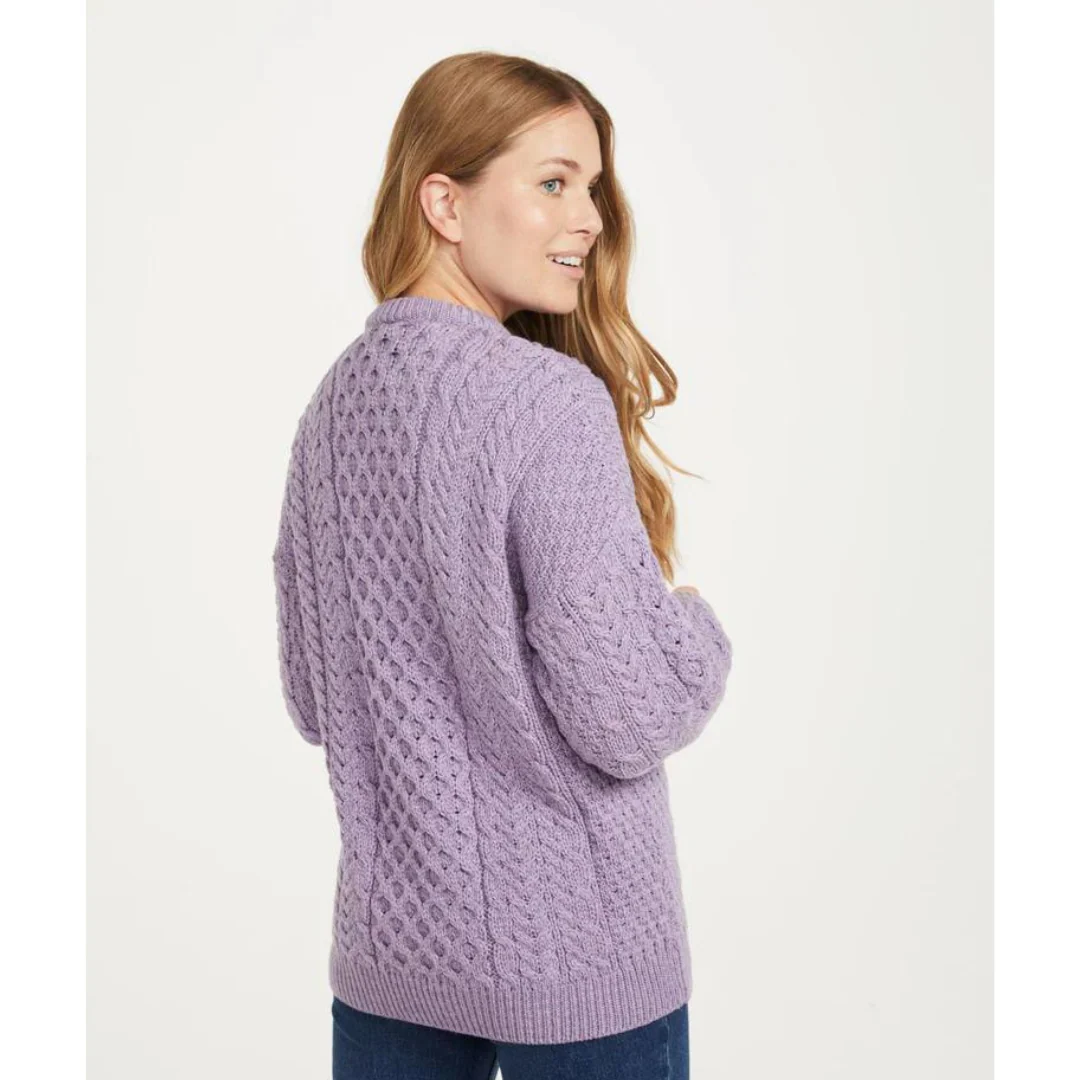 Ladies Aran Lumber Lilac Cardigan - Image 5