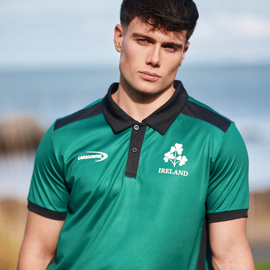 Lansdowne Ireland Green and Black Men’s Performance Polo Shirt - Image 4