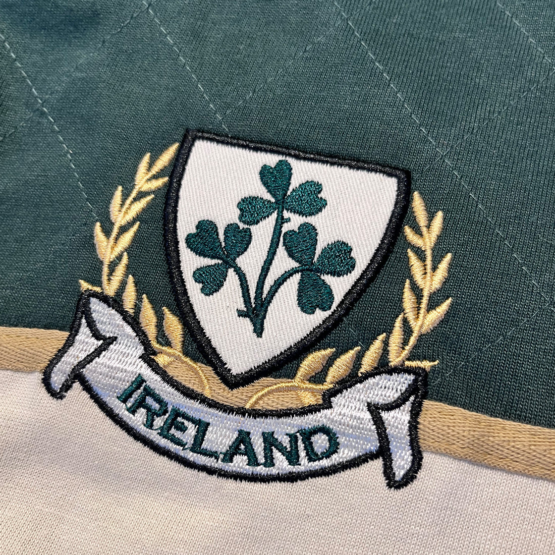 Lansdowne Kids Long Sleeve Green and Natural Rugby Shirt - Image 3
