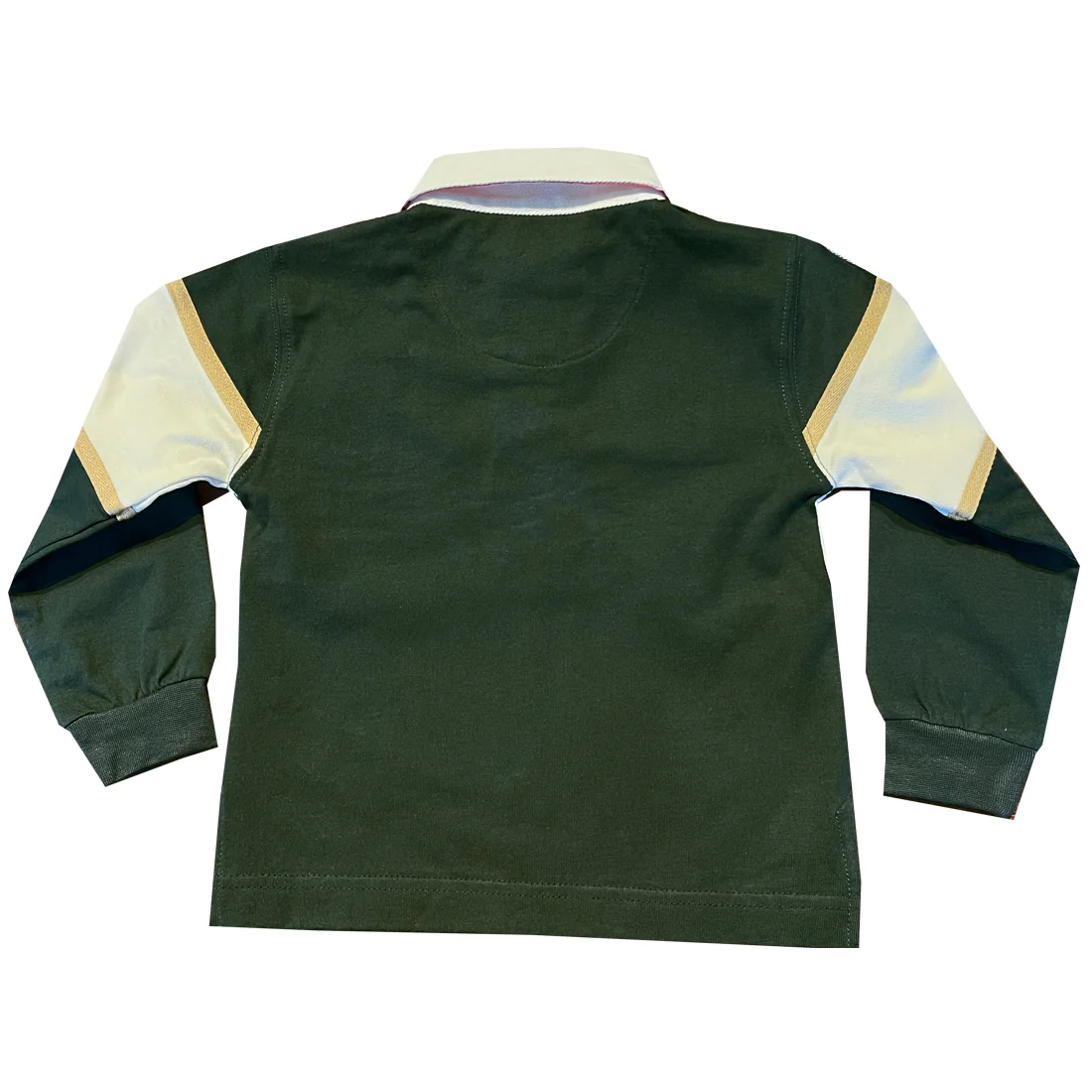 Lansdowne Kids Long Sleeve Green and Natural Rugby Shirt - Image 4