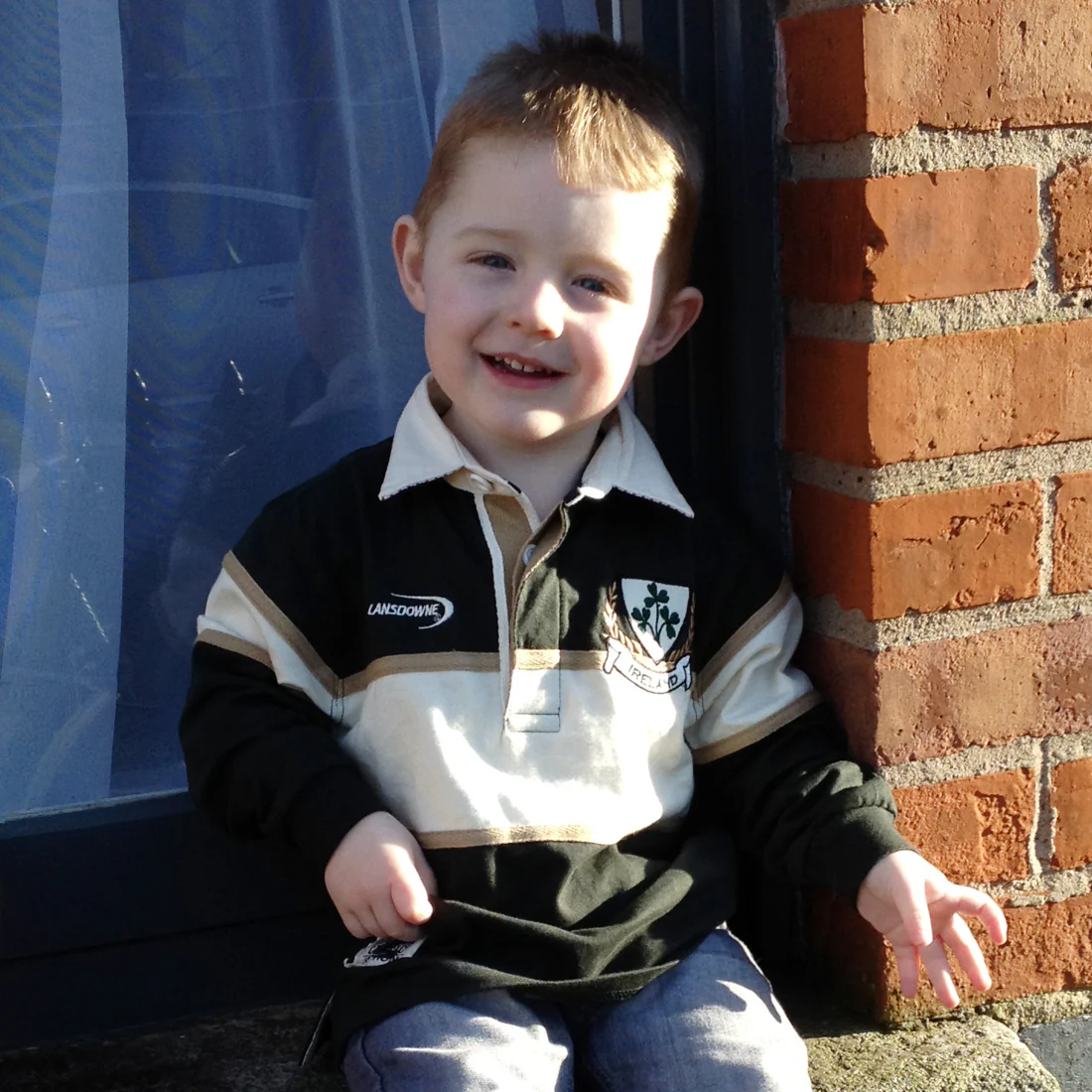 Lansdowne Kids Long Sleeve Green and Natural Rugby Shirt - Image 5