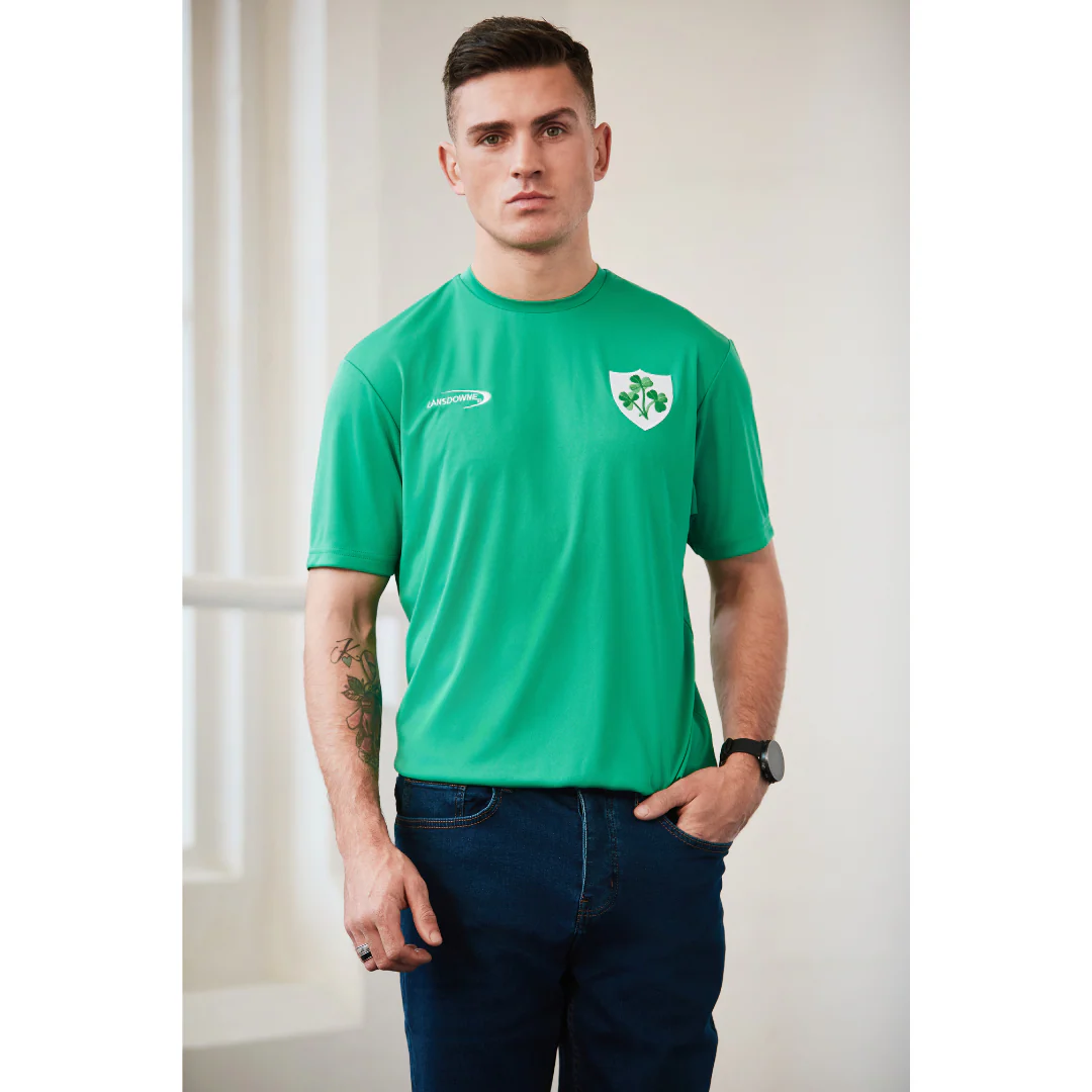 Lansdowne Men's Ireland Green Shamrock Crest Performance Top - Image 3