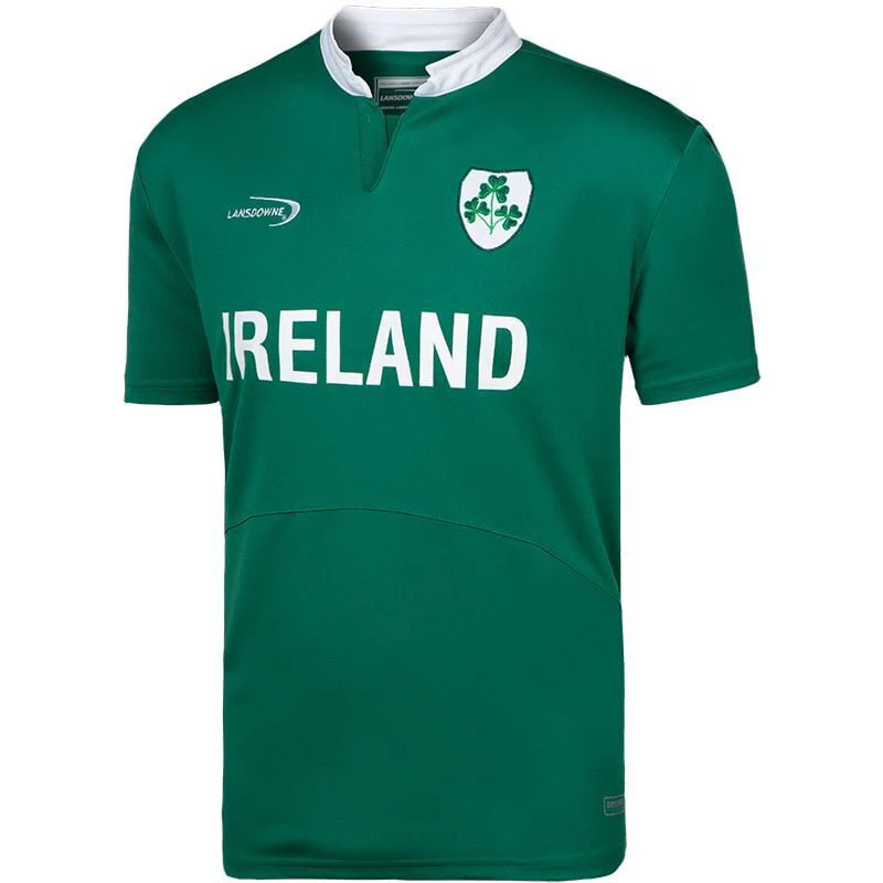 Lansdowne Mens Ireland Rugby Performance Top With Shamrock Crest Green