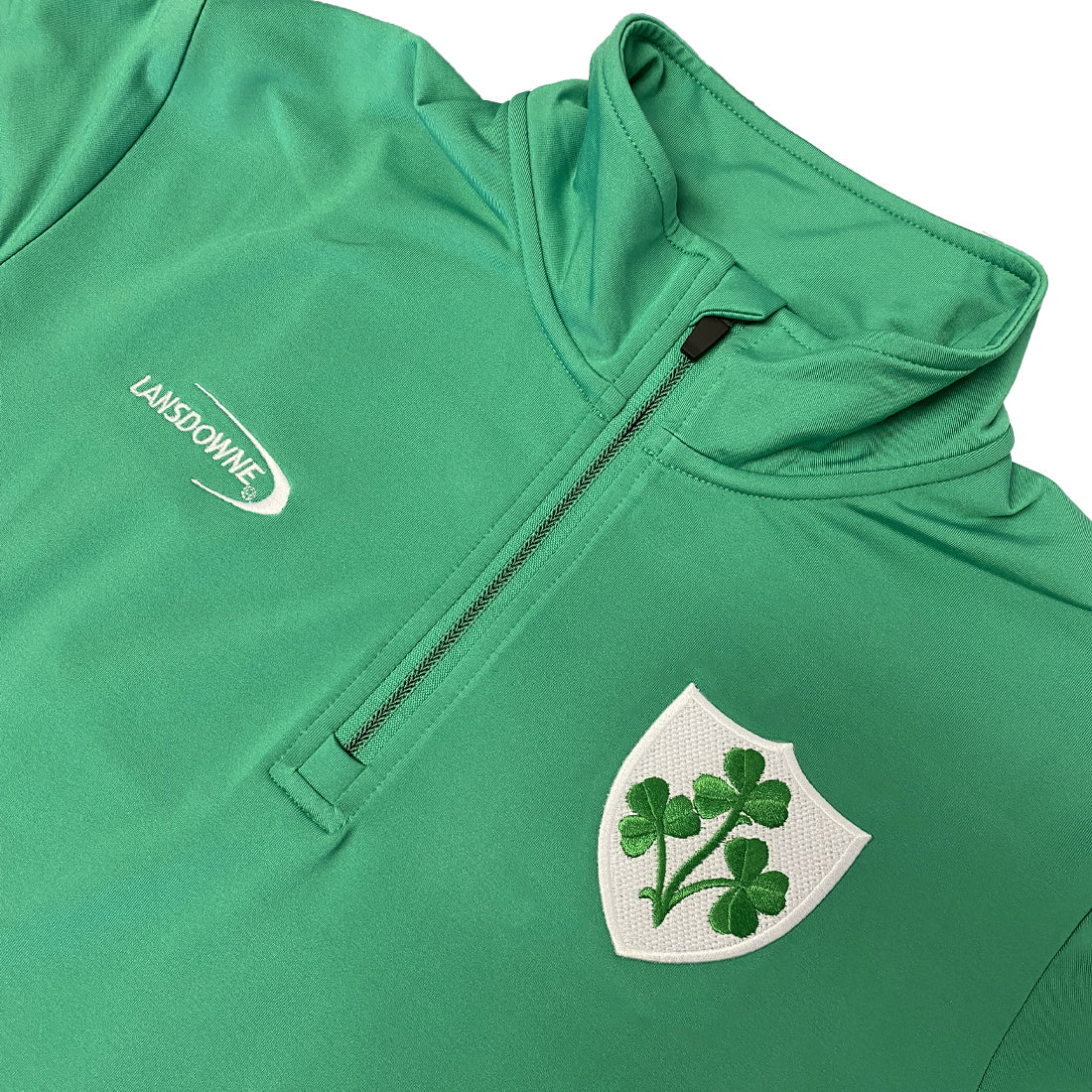 Lansdowne Men's Shamrock Crest 1/4 Zip Green Performance Top - Image 3