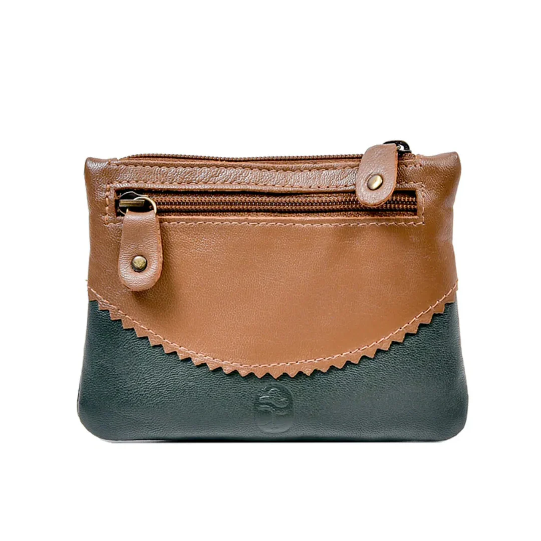 Leather Trinity Knot Top Zip Purse Two Tone - Image 2