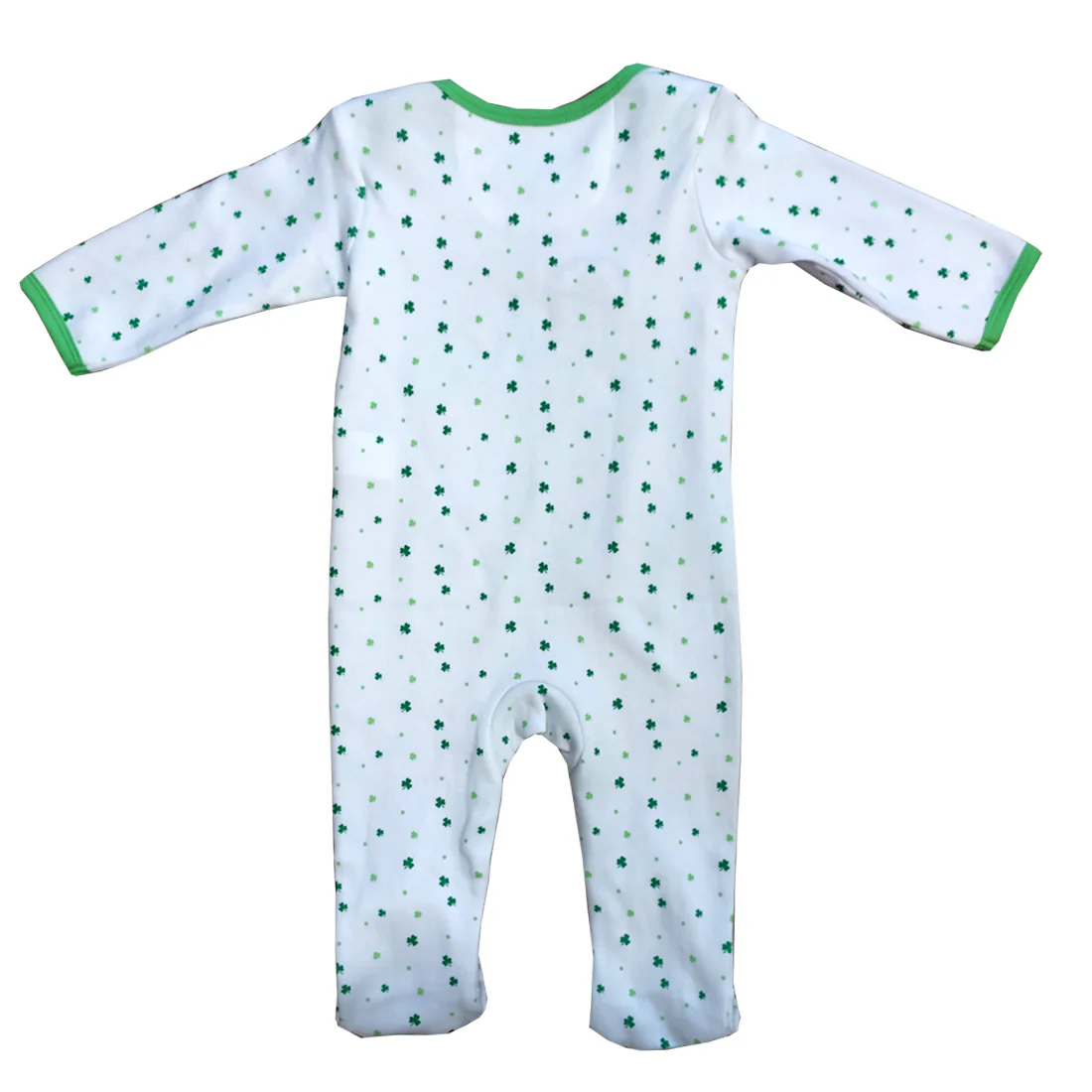 Leprechaun All Over Shamrock White Baby Romper - Image 2