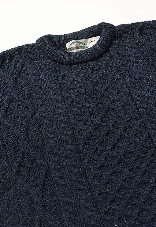Men's Aran Crew Neck Blackwatch Jumper - Image 4
