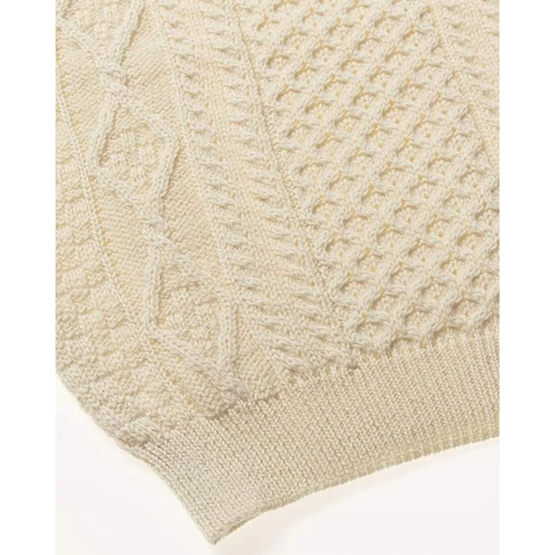 Men's Aran Crew Neck Natural Jumper - Image 5