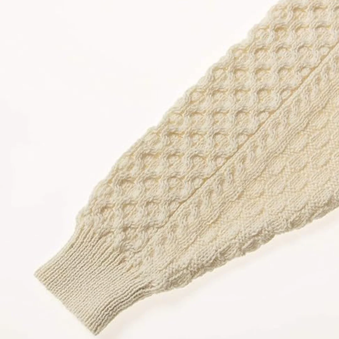 Men's Aran Crew Neck Natural Jumper - Image 6