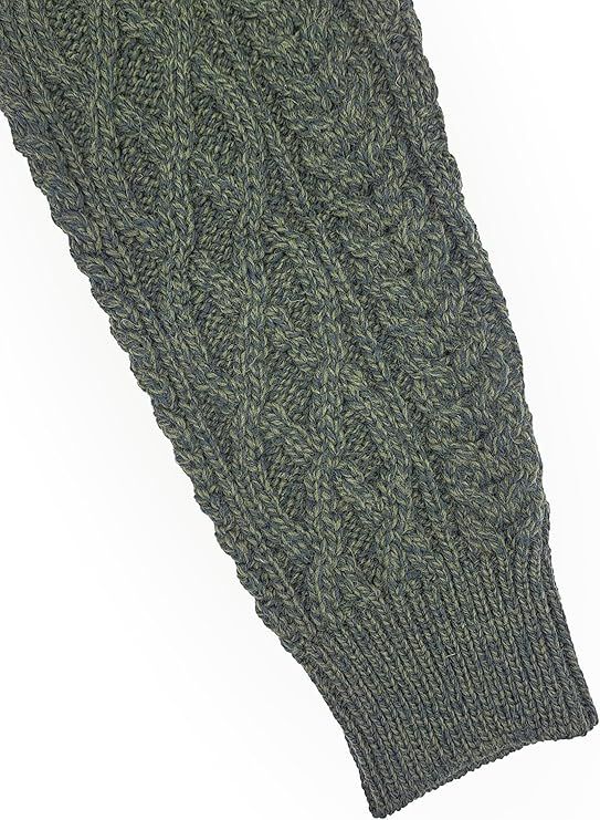Men's Aran Full Zip Dark Green Cardigan - Image 6