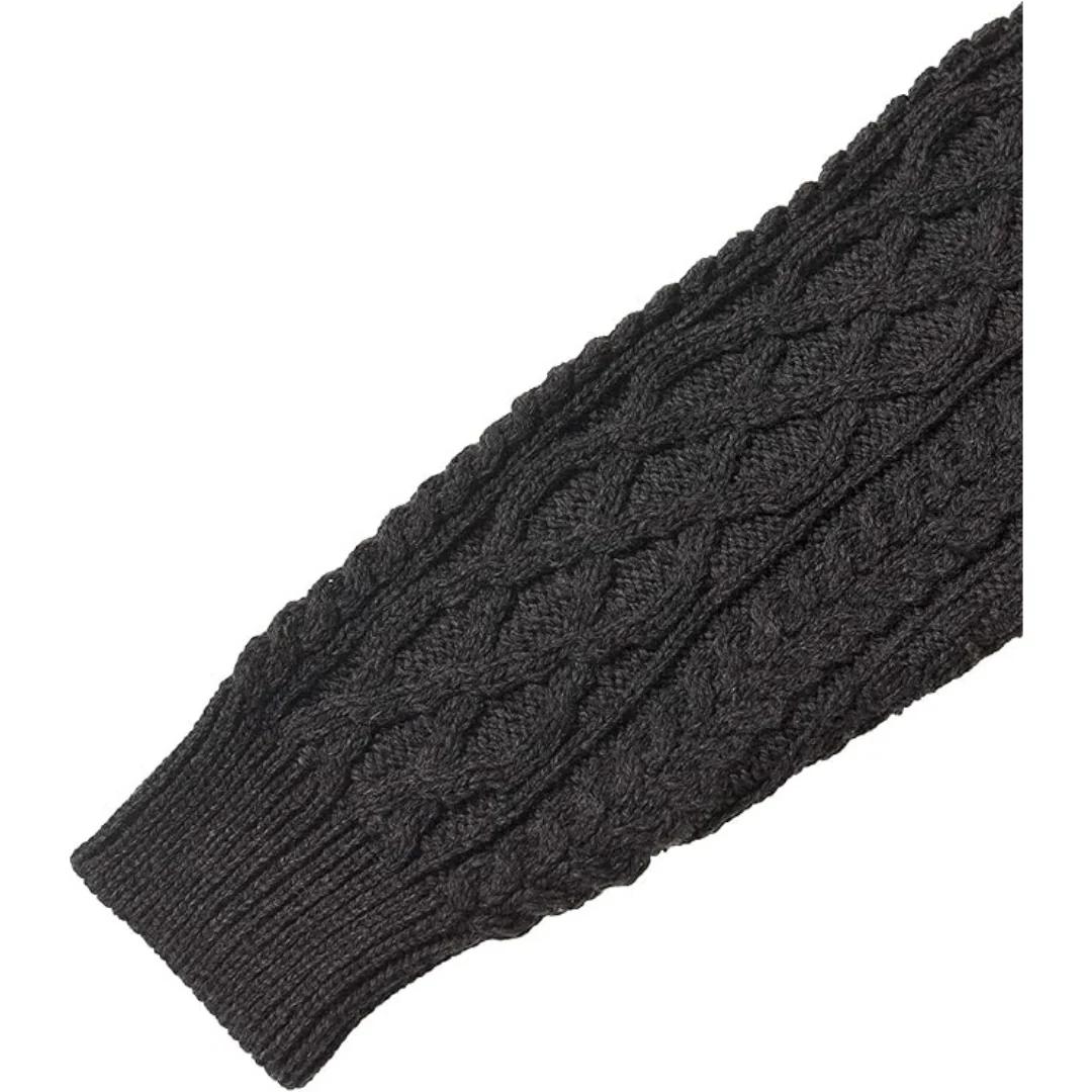 Men's Aran Half Zip Charcoal Jumper - Image 5