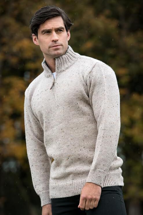 Men's Aran Quarter Zip Wool Skiddaw Jumper - Image 3