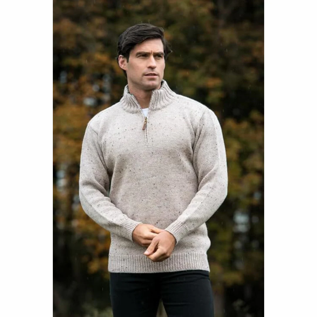Men's Aran Quarter Zip Wool Skiddaw Jumper - Image 8