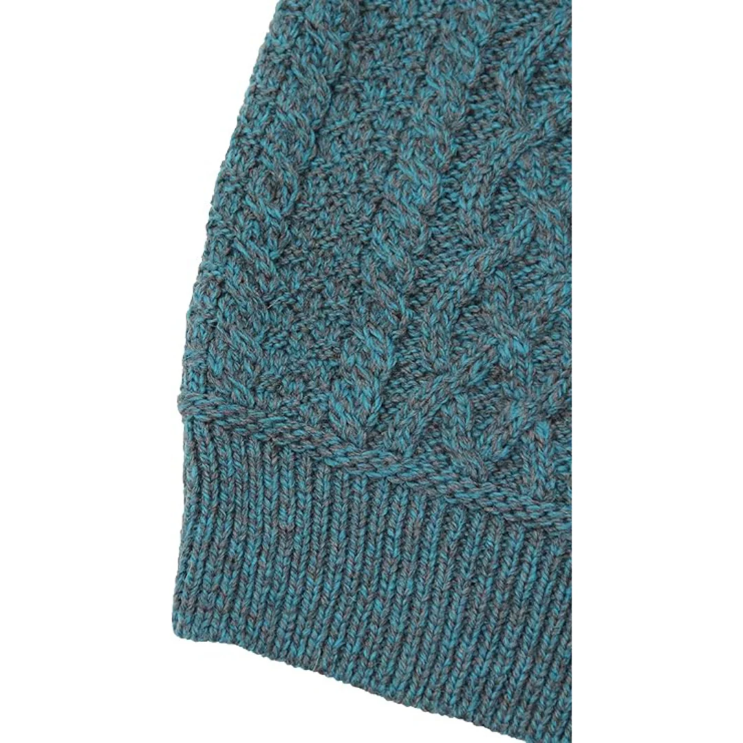 Men's Bunratty Shawl Collar Aran Jumper Peacock - Image 5