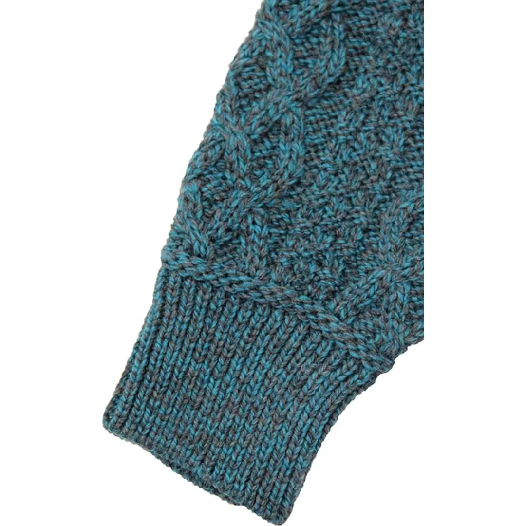 Men's Bunratty Shawl Collar Aran Jumper Peacock - Image 6