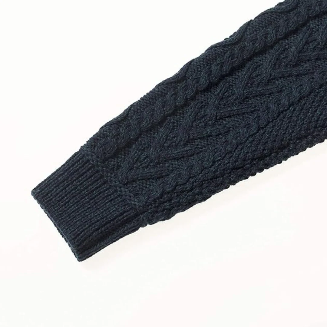 Men's Cable Knit Shoulder Patch Blackwatch Zip Cardigan - Image 6
