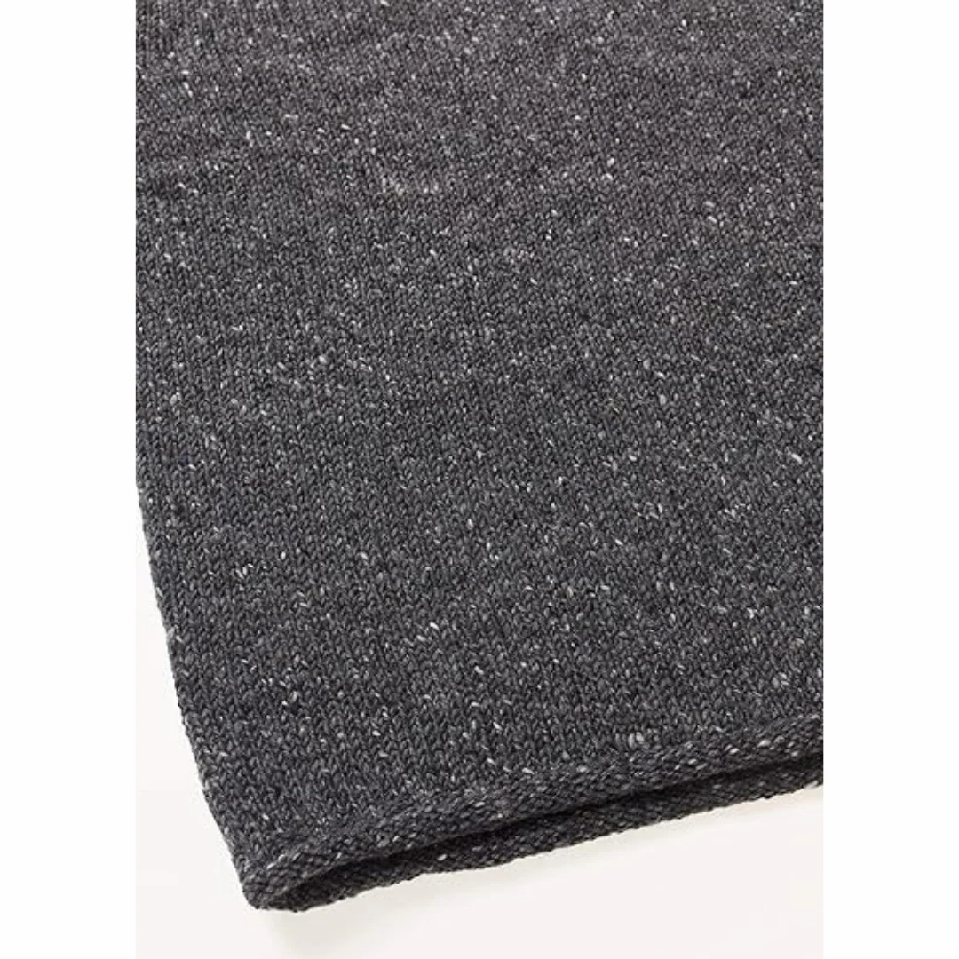 Men's Donegal Wool Curl Neck Charcoal Jumper - Image 4