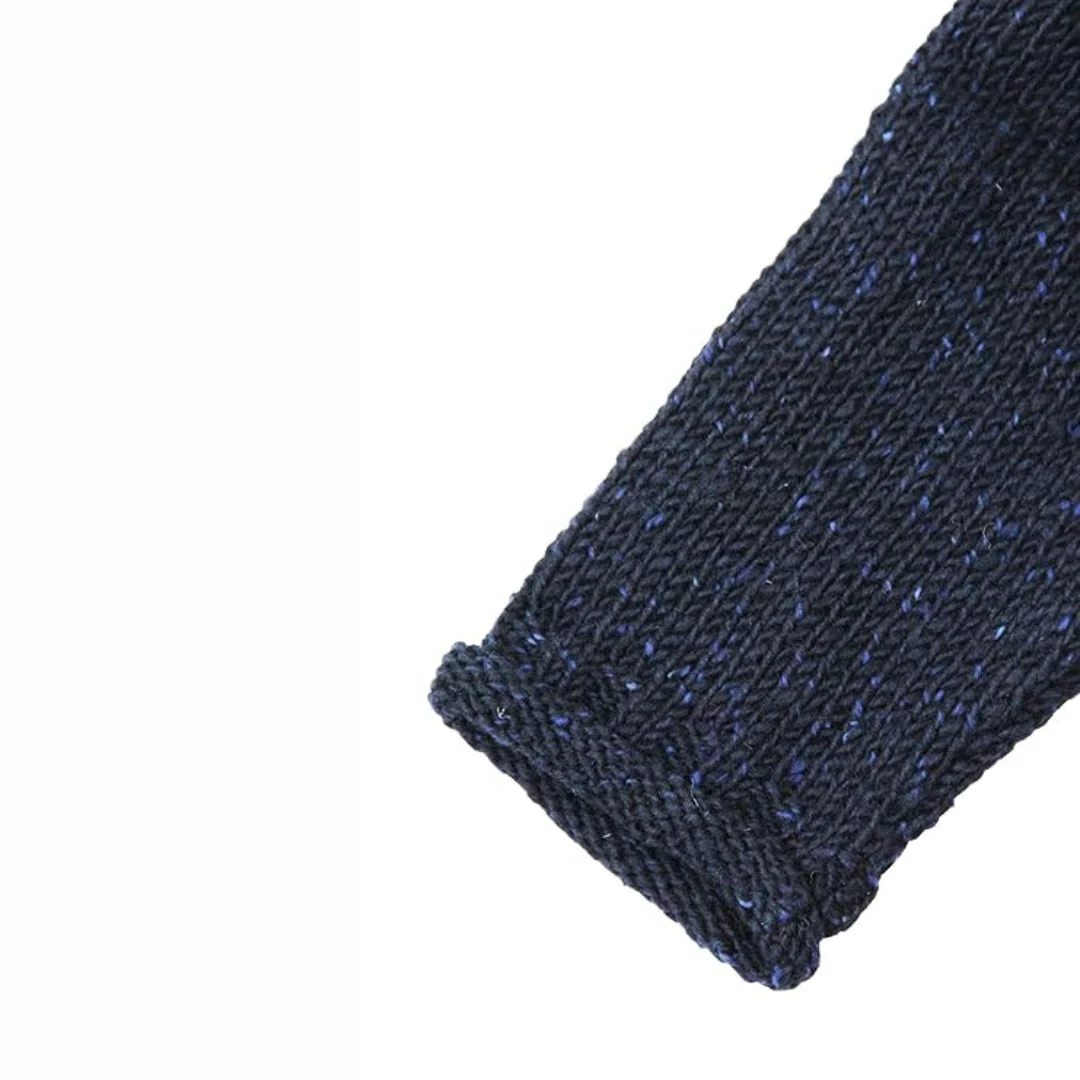 Men's Donegal Wool Curl Neck Navy Jumper - Image 3