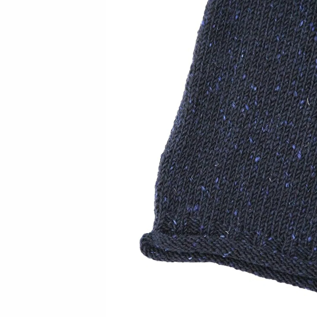Men's Donegal Wool Curl Neck Navy Jumper - Image 5