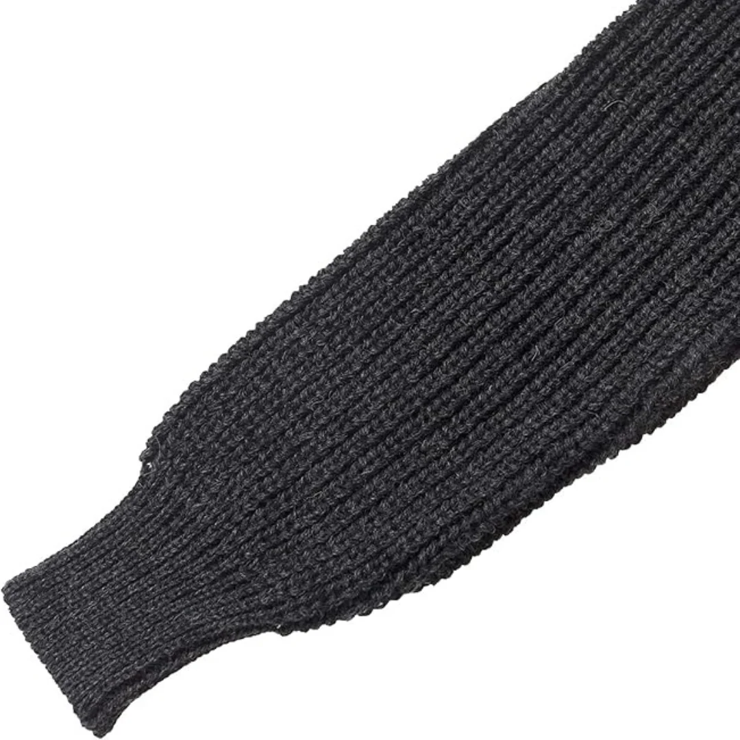 Men's Fisherman Ribbed Aran Charcoal Jumper - Image 6