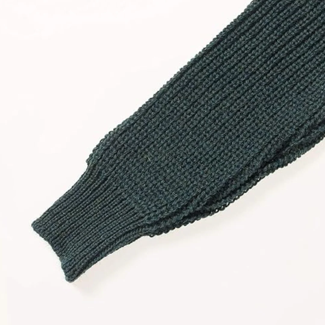 Men's Fisherman Ribbed Aran Moss Jumper - Image 4