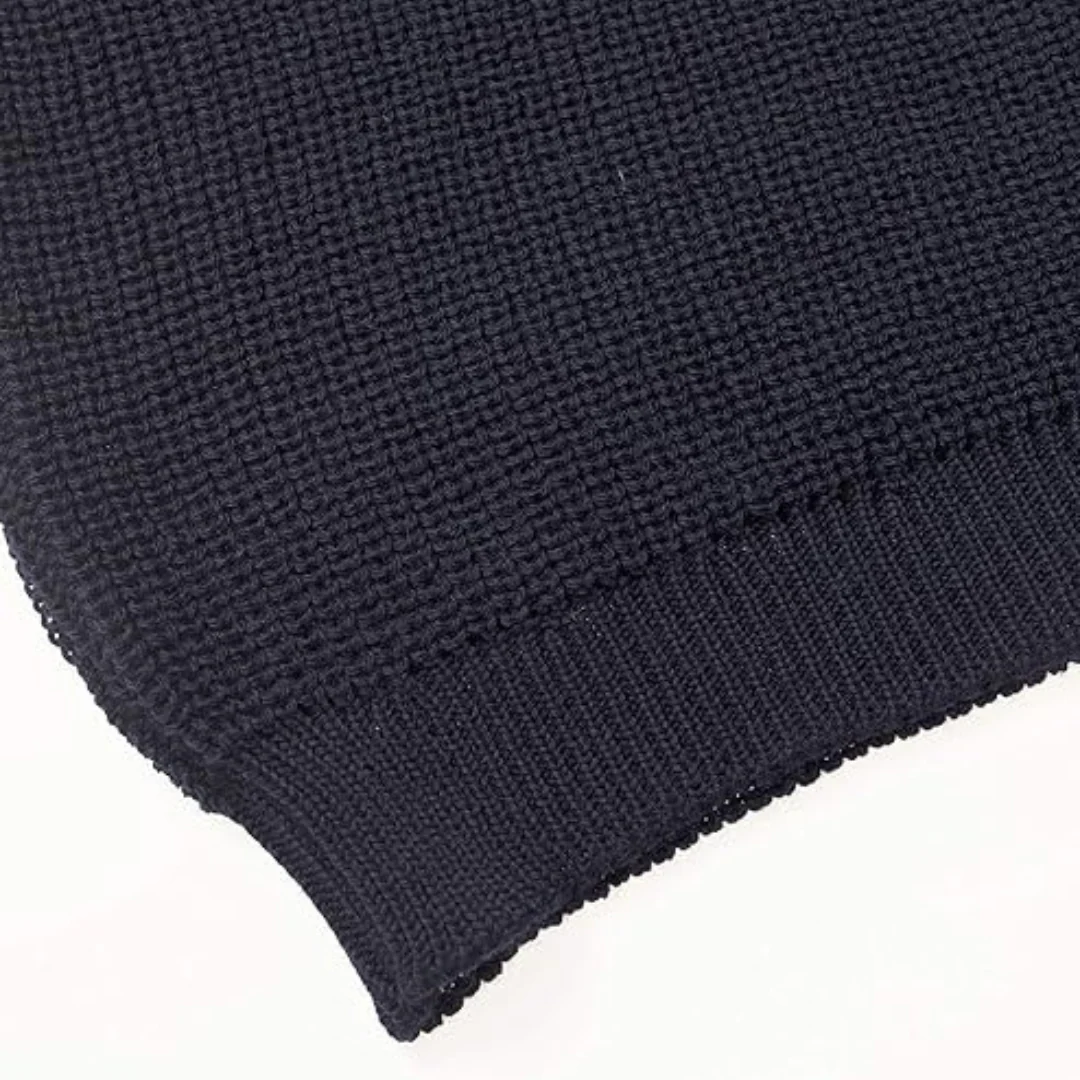 Men's Fisherman Ribbed Aran Navy Jumper - Image 4