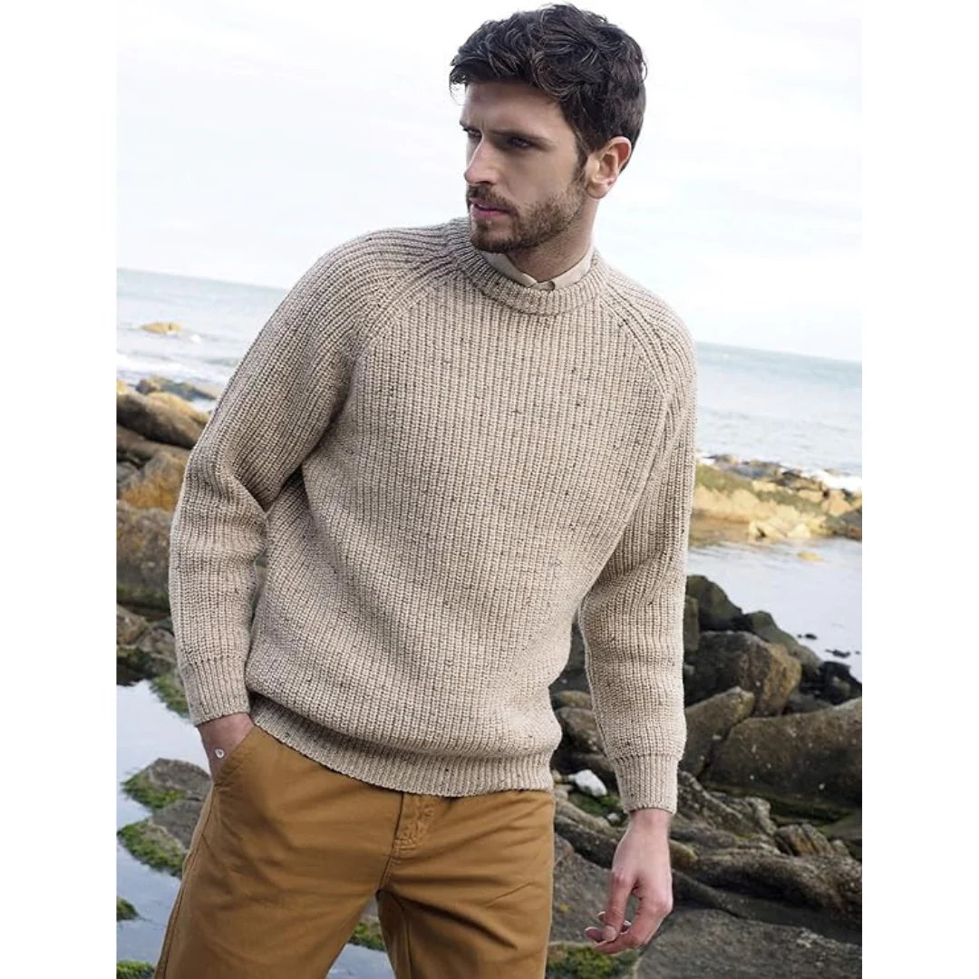 Men's Fisherman Ribbed Aran Skiddaw Jumper - Image 2