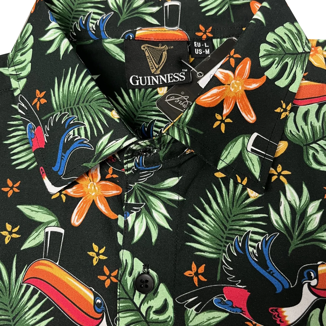 Men's Guinness Toucan Hawaiian Print Shirt - Image 4