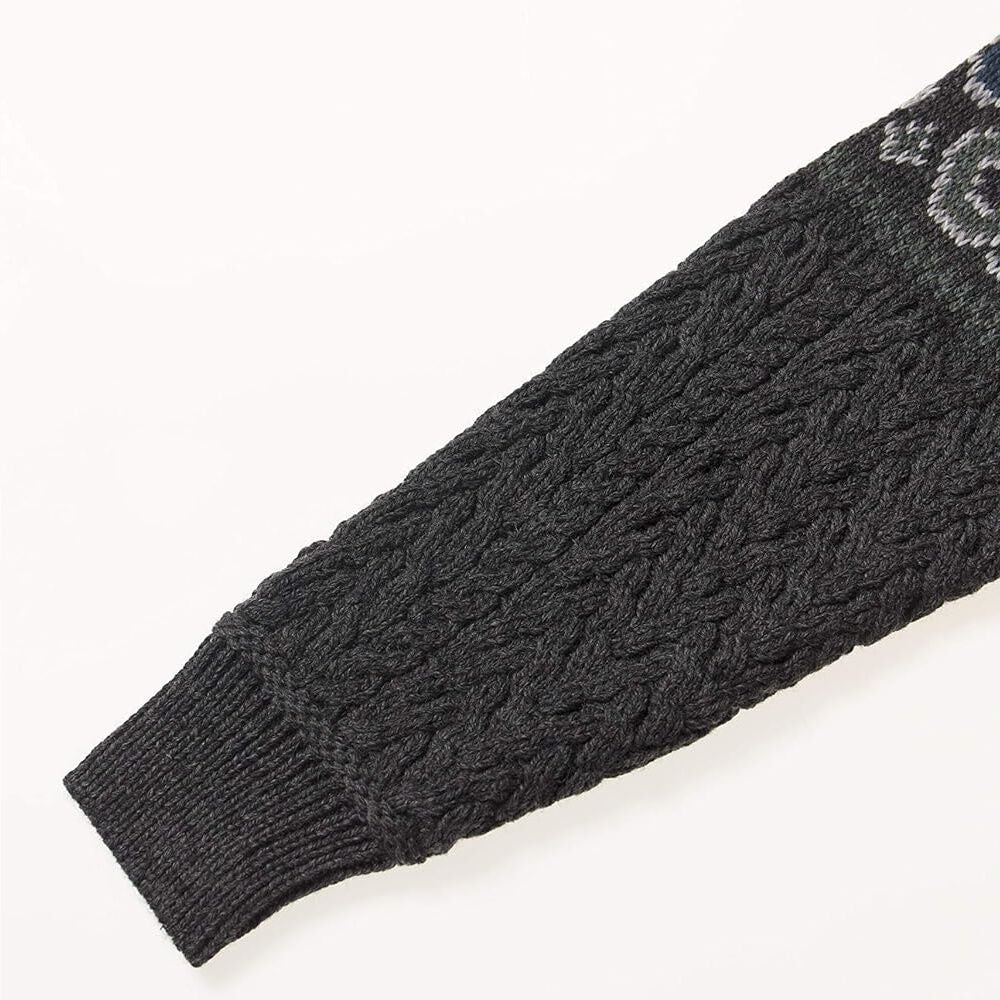 Men's Half Zip Celtic Jacquard Charcoal Aran Jumper - Image 6