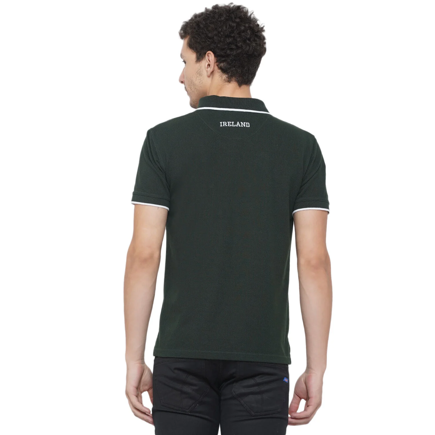 Mens Ireland Crest Polo Forest T-Shirt Green - Image 2