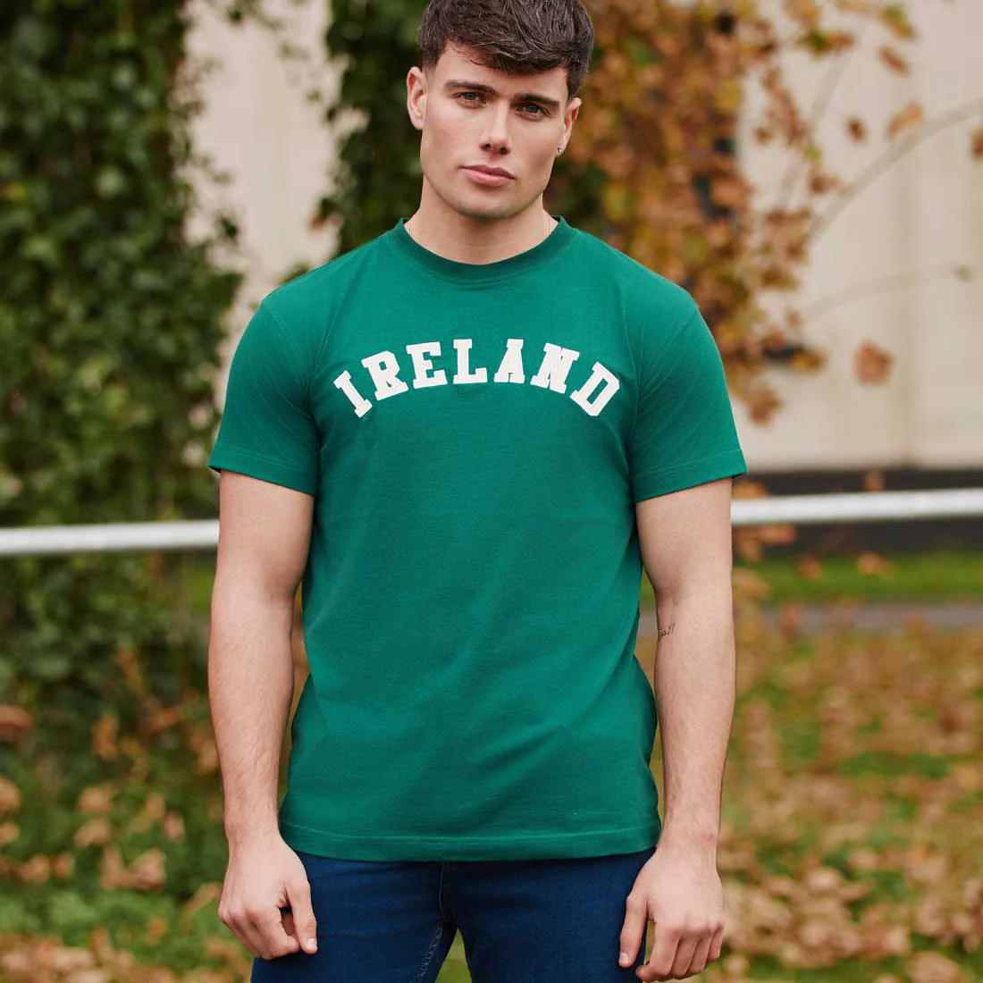 Men's Ireland Evergreen and Cream Appliqué T-shirt - Image 4
