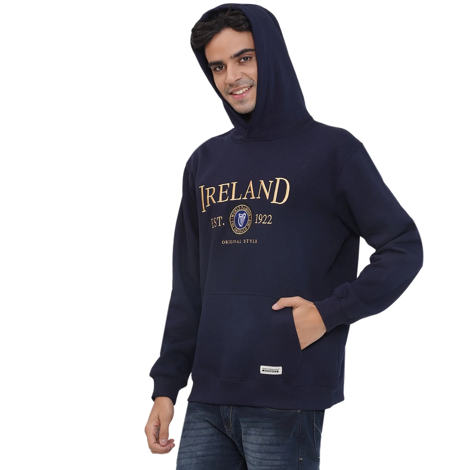 Mens Ireland Stamps Navy Blue Hoodie - Image 3