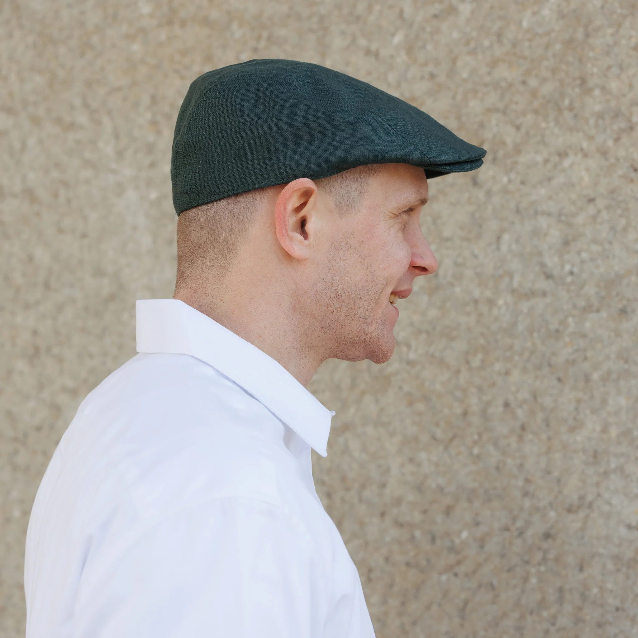 Mens Linen Driving Green Flat Cap - Image 2