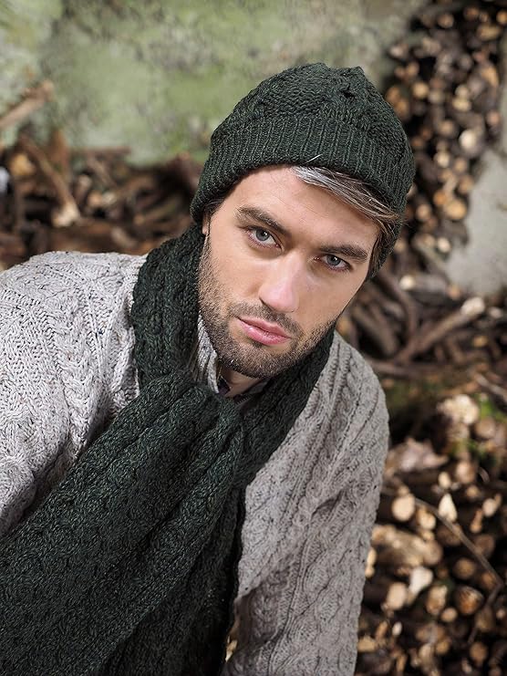 Men's Merino Wool Honeycomb Green Hat - Image 3