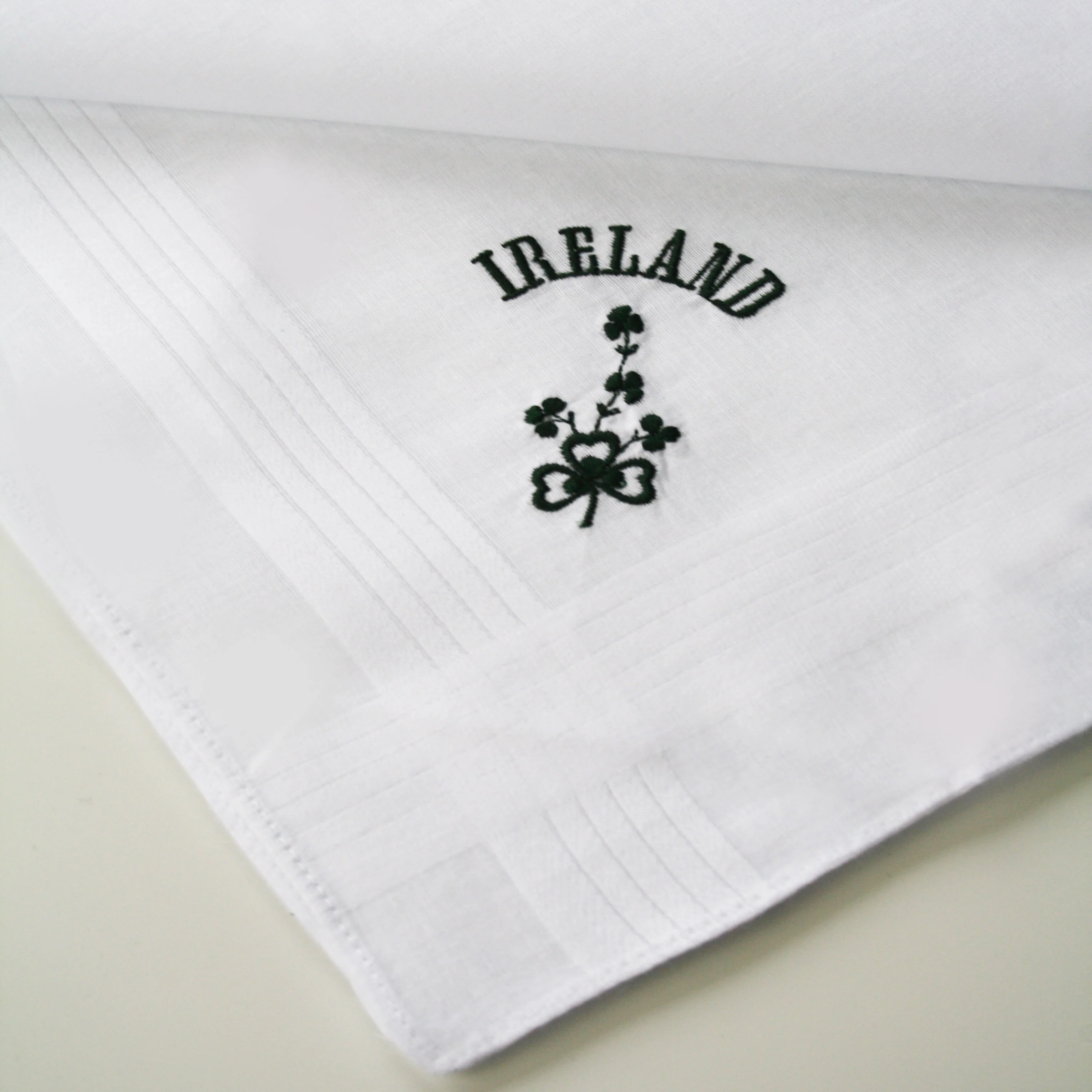 Mens Pure Cotton Handkerchief With Green Ireland & Shamrock Print - Image 3
