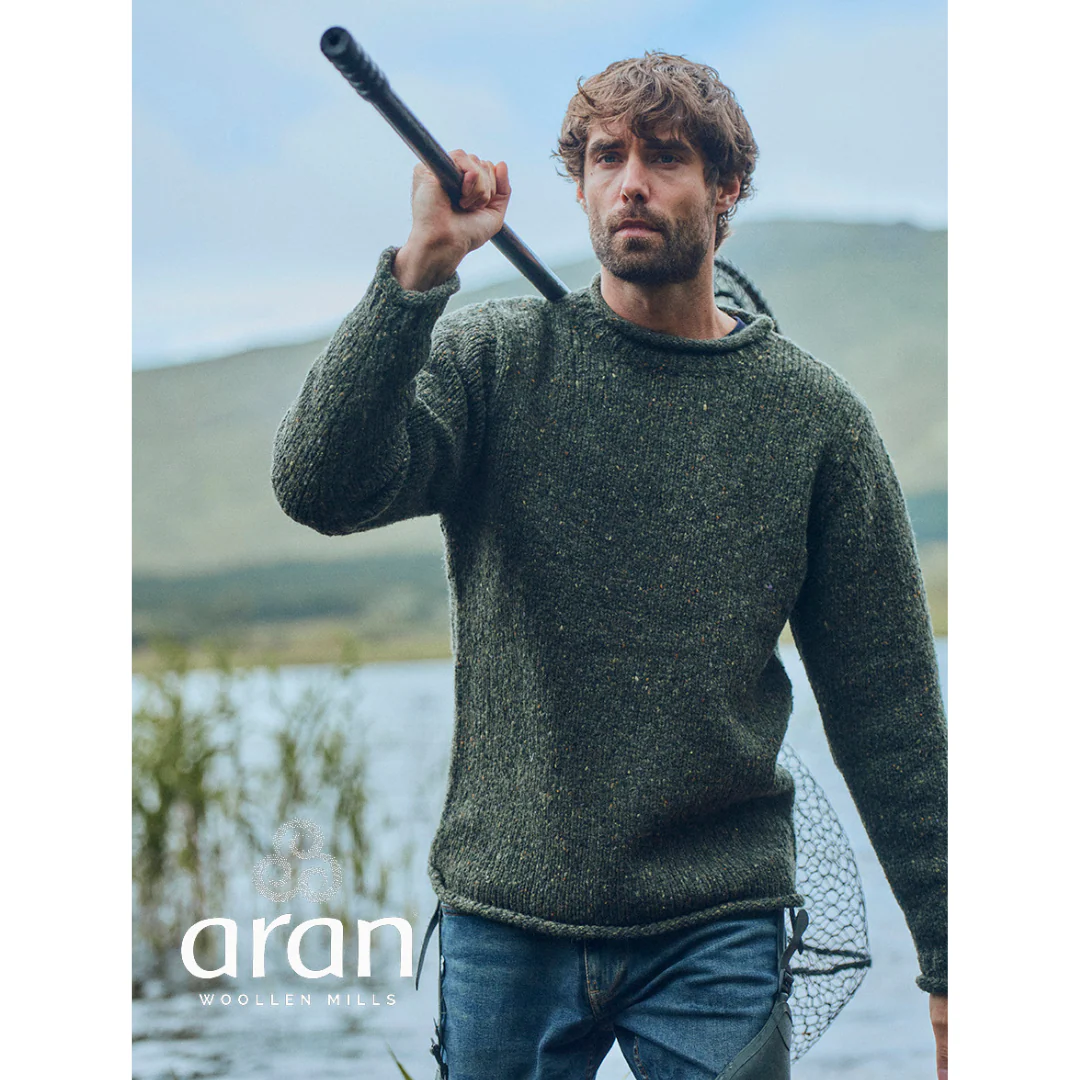 Men's Roll Neck Fisherman Woollen Green Jumper - Image 4