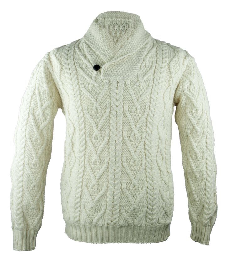Men's Shawl Collar Aran Jumper - Image 3