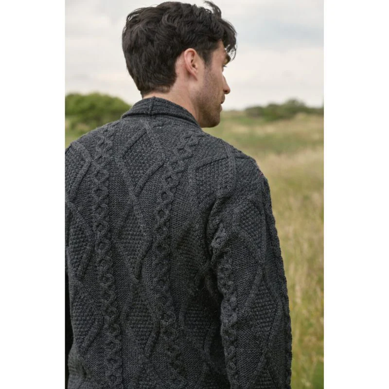 Men's Shawl Collar Grandfather Charcoal Cardigan - Image 5