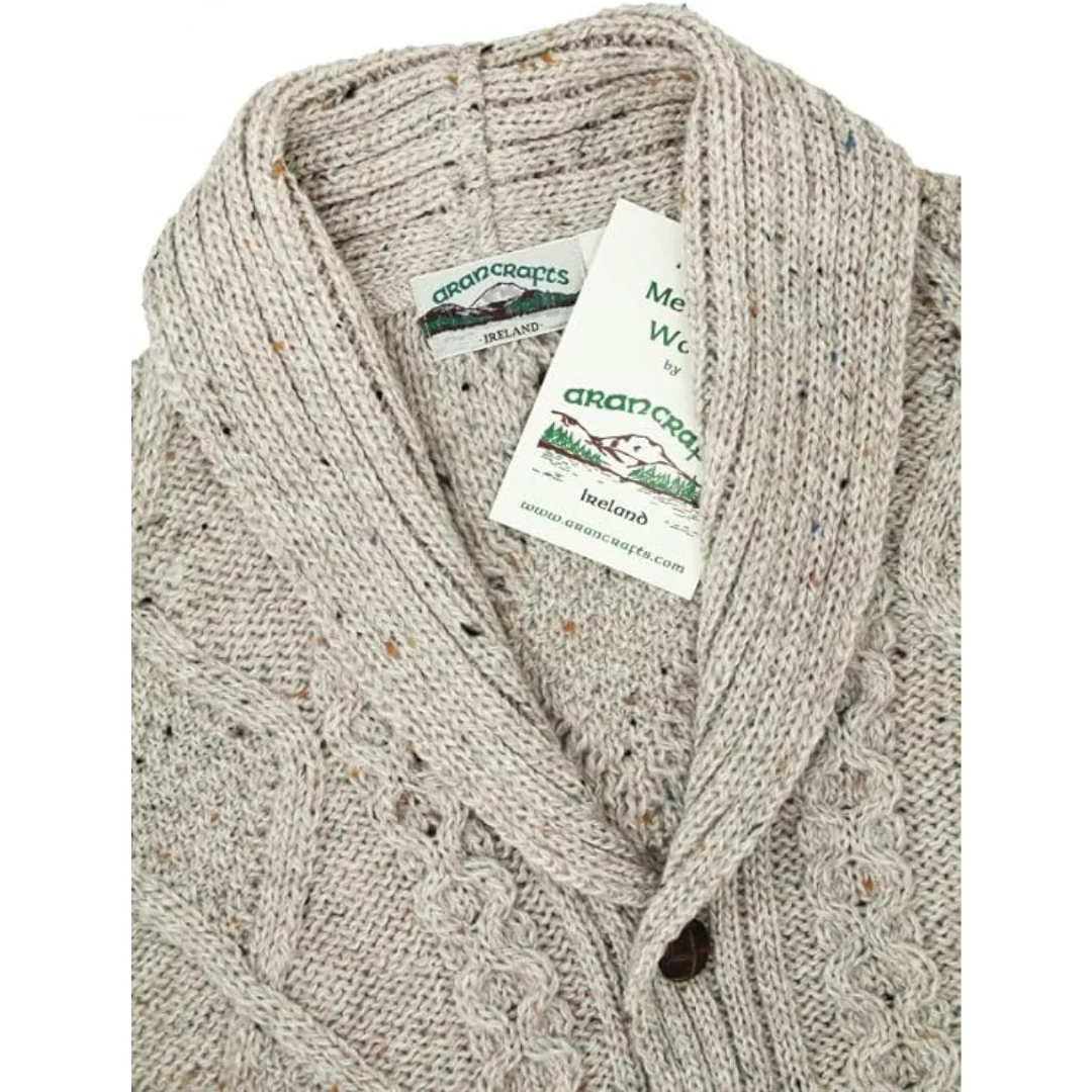 Men's Shawl Collar Grandfather Oatmeal Cardigan - Image 4