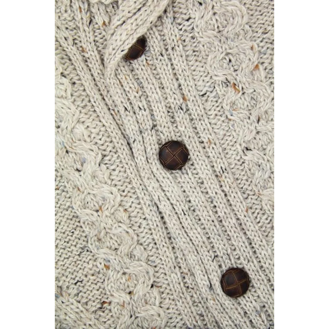 Men's Shawl Collar Grandfather Oatmeal Cardigan - Image 5