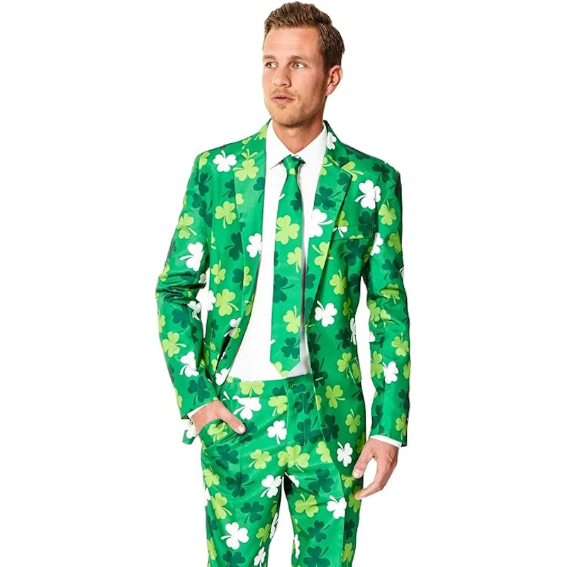 Men's St. Patrick's Day Green Shamrock Suit - Image 3