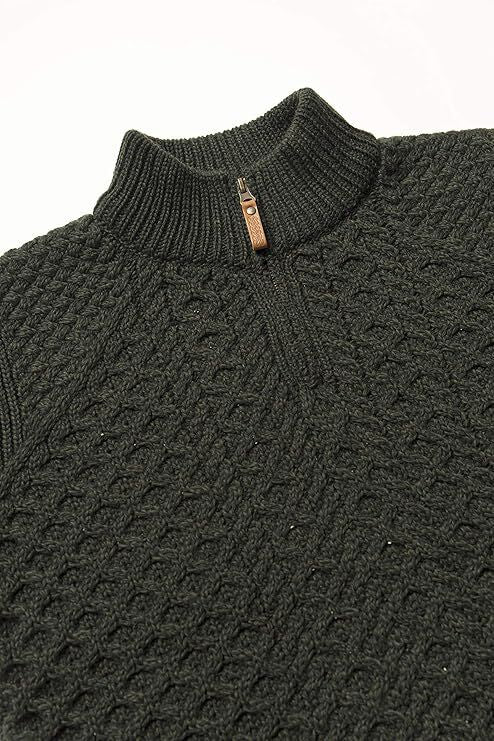 Men's Supersoft Half Zip Aran Green Jumper - Image 4