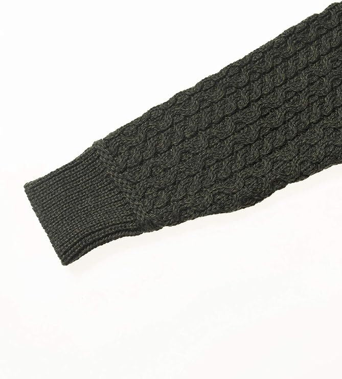 Men's Supersoft Half Zip Aran Green Jumper - Image 5