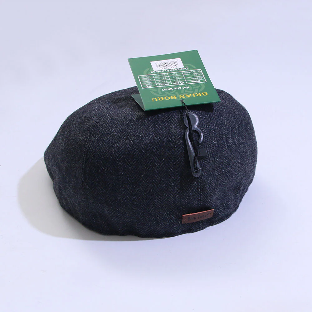 Mens Tweed Hat Herringbone Grey - Image 3