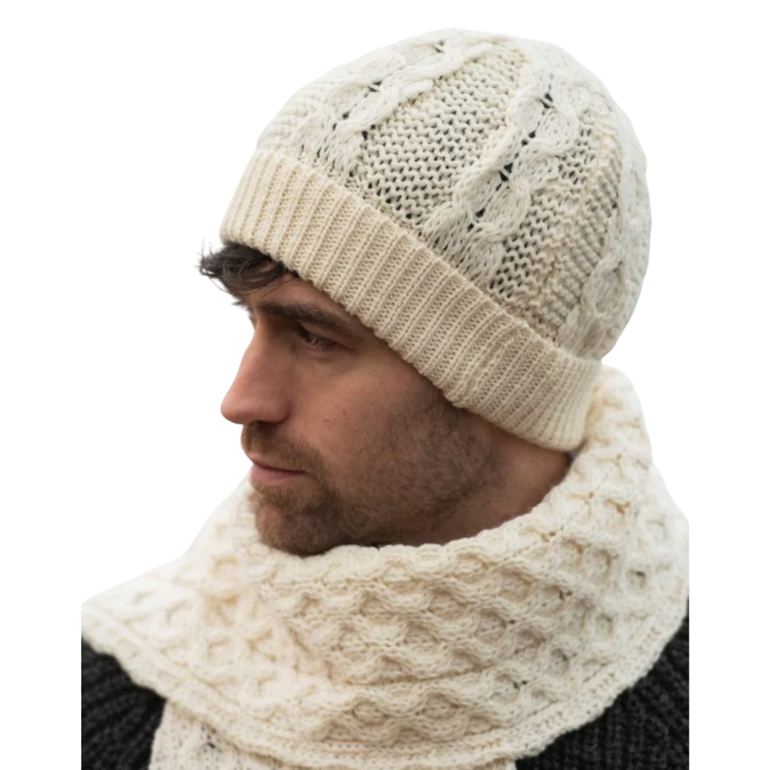 Merino Wool Honeycomb Hat Natural White - Image 5