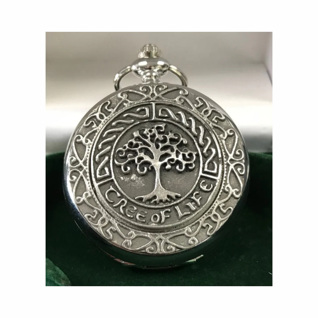 Mullingar Pewter Pocket Watch With Tree Of Life Design & Celtic Border - Image 3